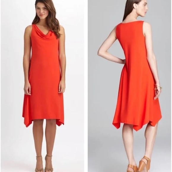 Eileen Fisher Dresses & Skirts - Eileen Fisher Comfy Dress MIDI Size Large Stretchy Jersey Knit Red Sleeveless